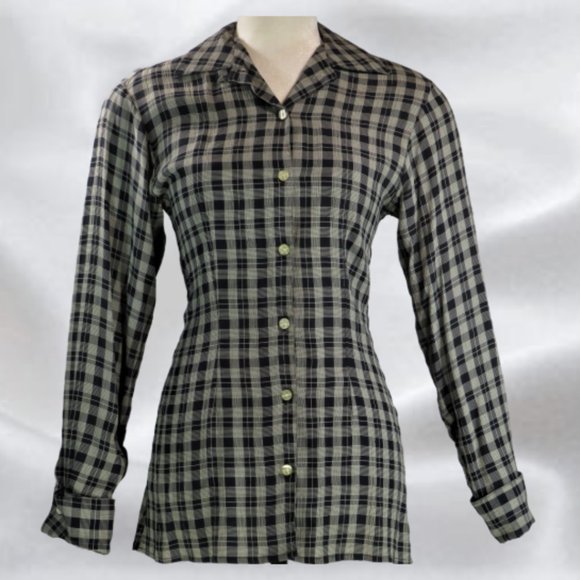 Tristan & Iseut Blue Checked Shirt in Size Small - Picture 1 of 5